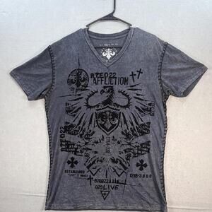 Affliction gray black graphic mens large